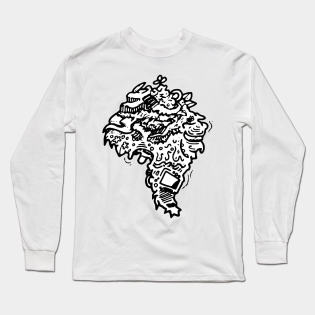 South America Continent Doodle Art Long Sleeve T-Shirt by VANDERVISUALS